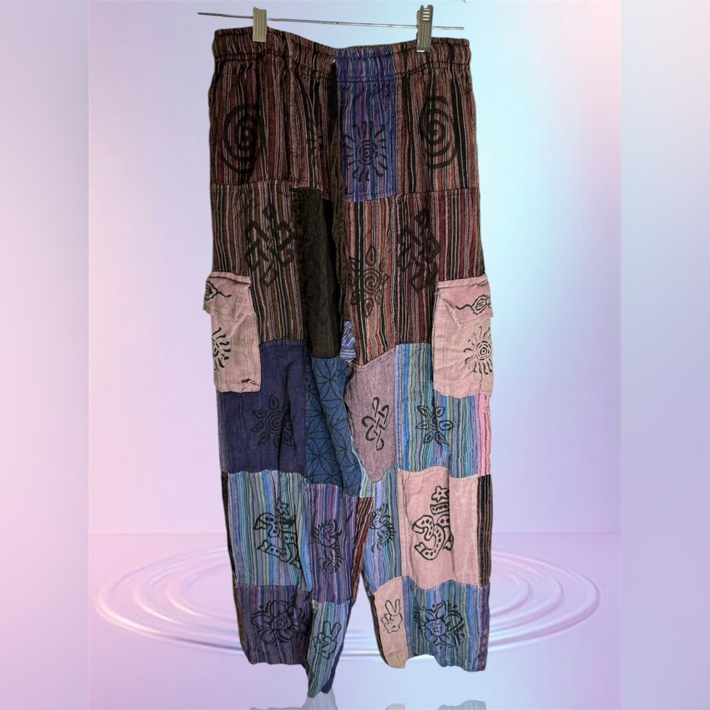Karma Handicrafts Patchwork Unisex Hippie Gypsy Cotton Festival Pants . PreLoved - Picture 5 of 8